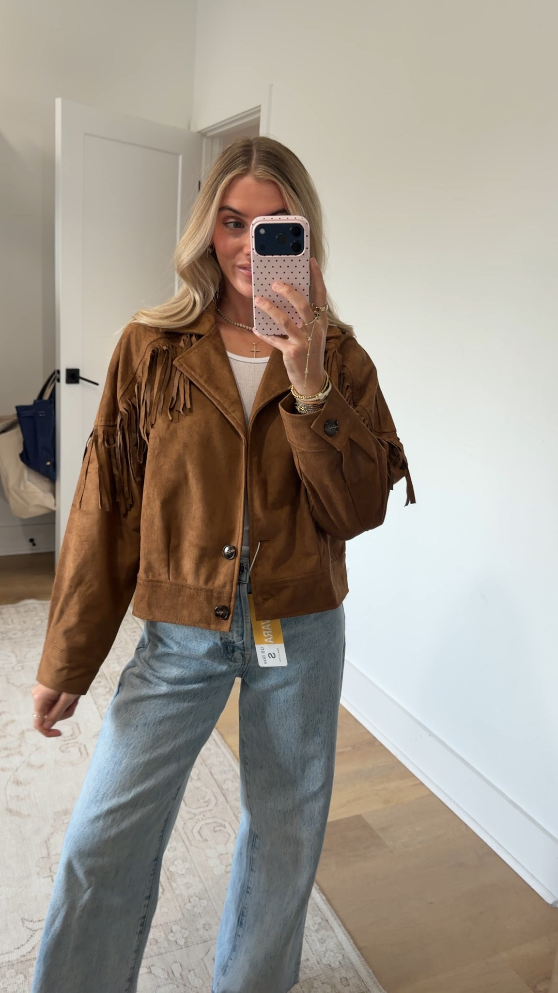 Amazon size small Chevara Women’s Fringe Faux Suede Jacket Vintage Lapel Collar Moto Coat Long Sleeve Button Down Crop Tassel Outerwear

#LTKootd #LTKSaleAlert #LTKSeasonal