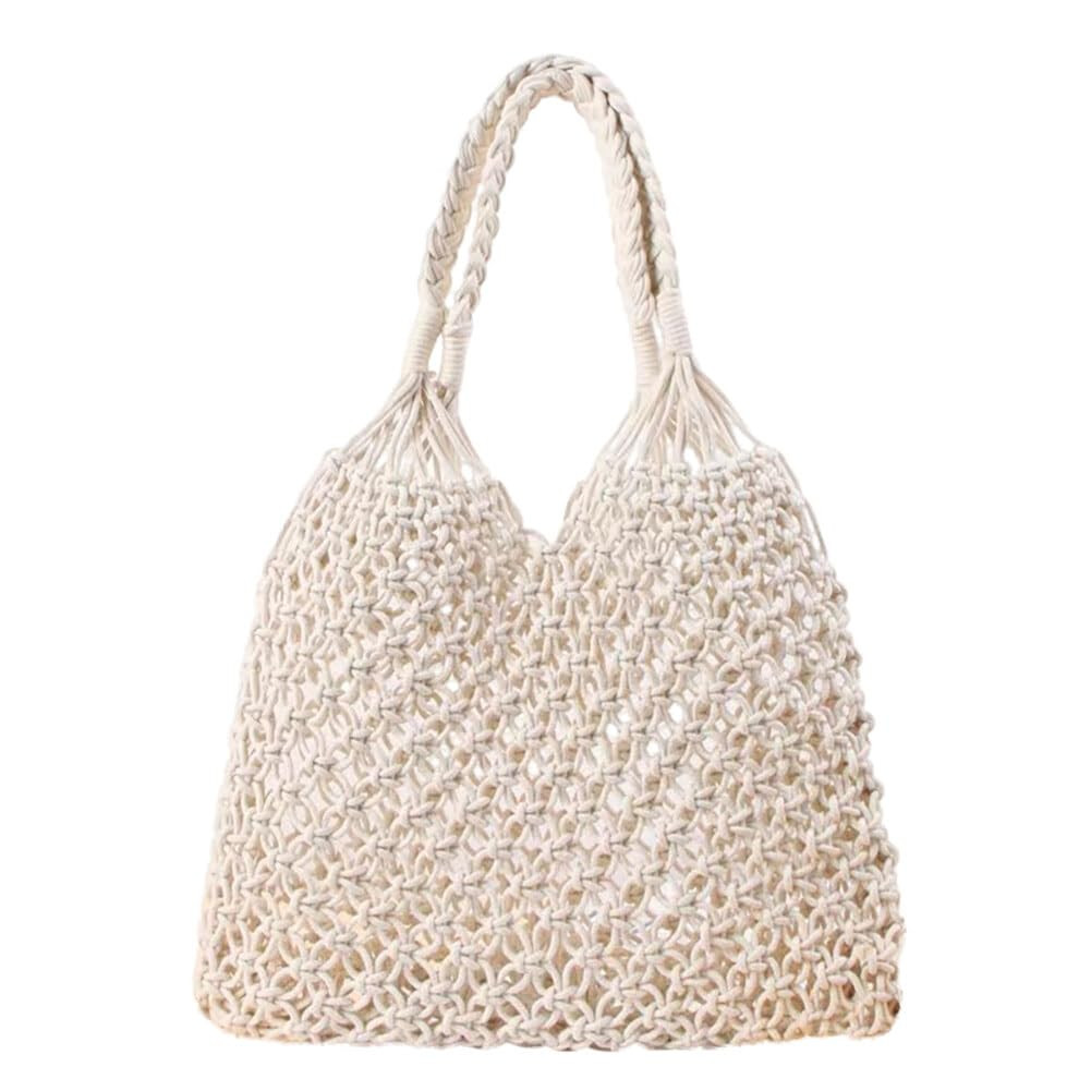 Travel Beach Straw Bag Fishing Net Handbag Shopping Handwoven Shoulder Bag Cotton Crochet Summer ... | Amazon (US)