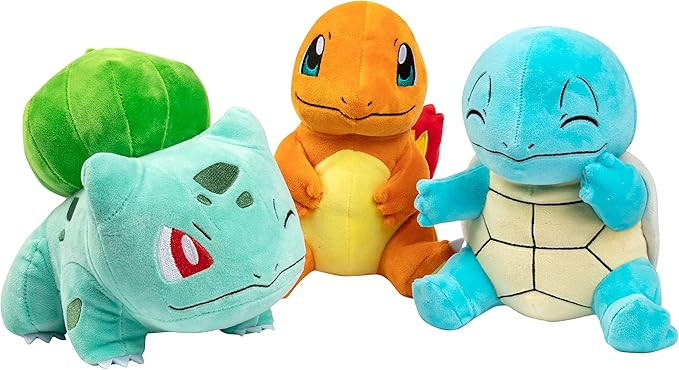 Pokémon Plush Starter 3 Pack - Charmander, Squirtle & Bulbasaur 8" Generation One Stuffed Animal... | Amazon (US)