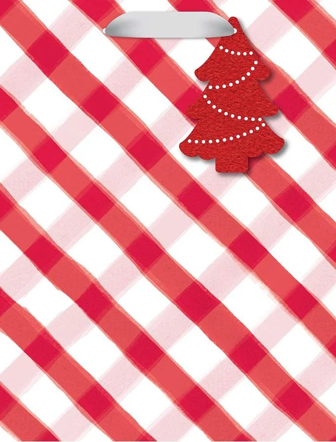 Medium Red & White Gingham Christmas Gift Bag, 9.875 in x 4.5 in x 7.5 in, by Holiday Time | Walmart (US)