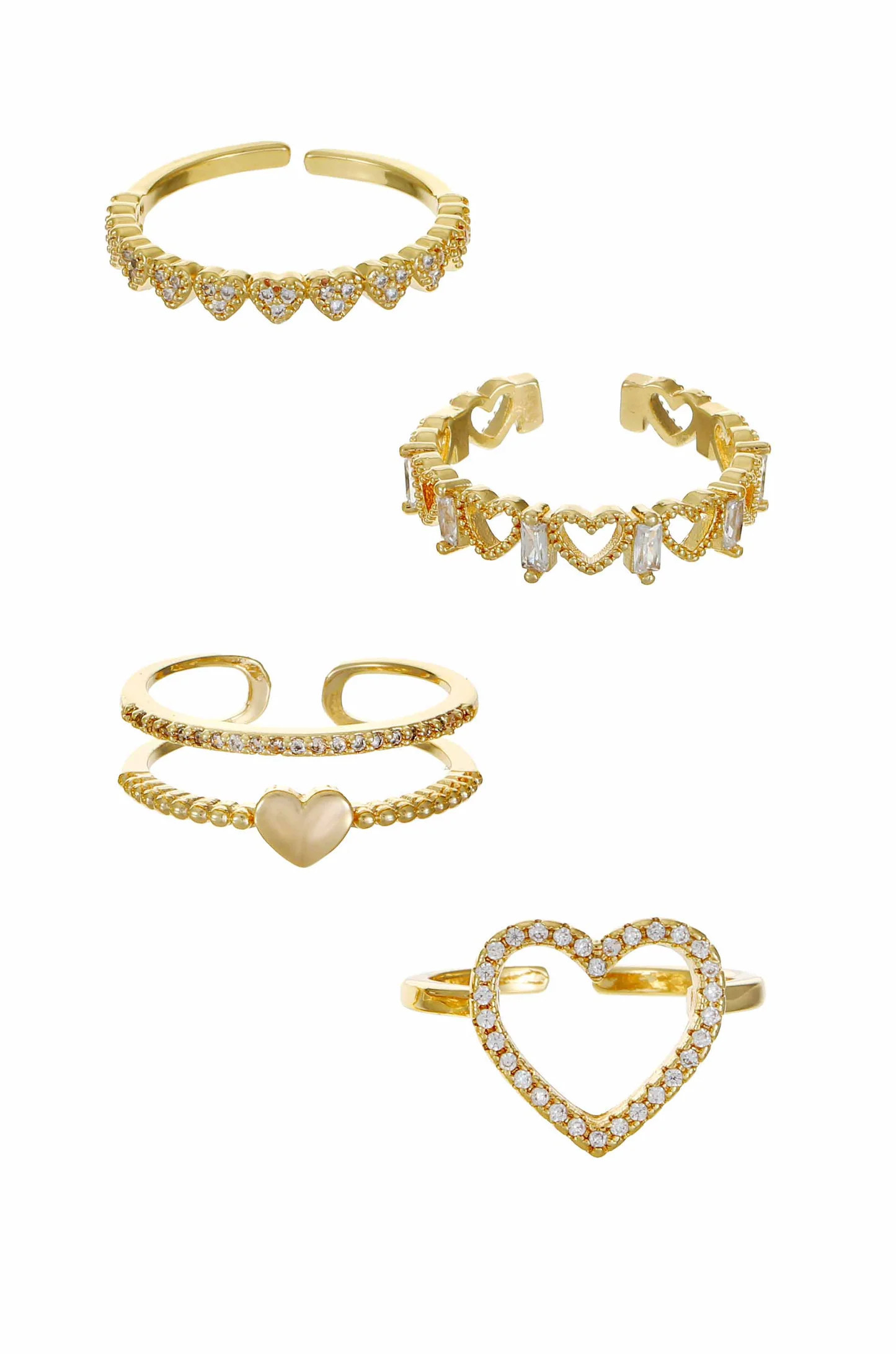 Loving On You 18k Gold Plated & Crystal Ring Set | Ettika
