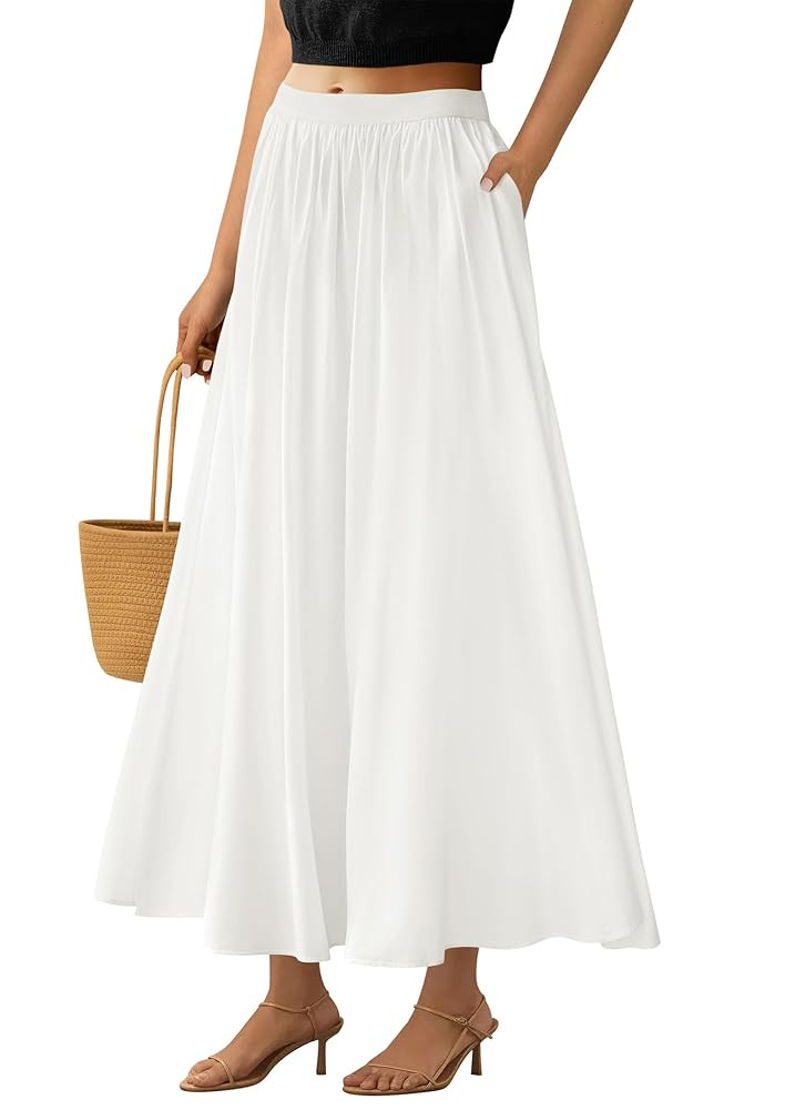 PRETTYGARDEN Women's Maxi Skirts 2025 Summer Trendy Ruffle High Waisted Casual Long Flowy Skirt w... | Amazon (US)