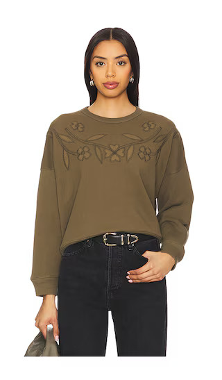 The Floral Applique Teammate Sweatshirt in Army | Revolve Clothing (Global)