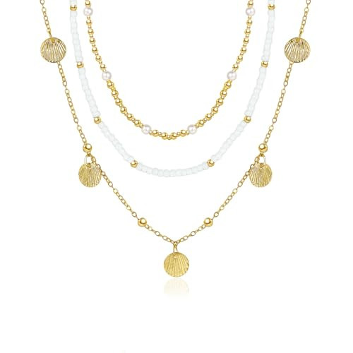 Charm Necklace Set for Women Beaded Necklace Summer Necklace Boho Necklace Beach Necklace Christmas Jewelry Present for Women Halloween Necklaces Jewelry | Amazon (US)