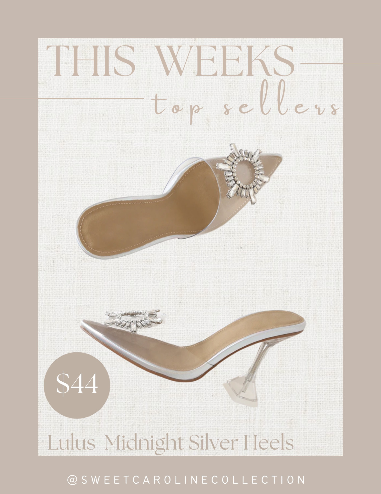 This weeks top sellers!

7. Lulus Midnight Silver pointed to heels

High heels, lulus, Steve Madden, pumps, Christmas heels, party heels, rhinestone pumps, Steve Madden, Amazon, Mach & Mach, DSW, Express, top seller, best seller, trending, holiday outfit, shoe inspo, must have, sale alert, saks fifth Avenue, under 200, under 100, designer, luxe, gift guide, gift idea, gifts for her, under 50, cyber week, fashion, style, sweet Caroline collection 

#LTKGiftGuide #LTKHoliday #LTKshoecrush