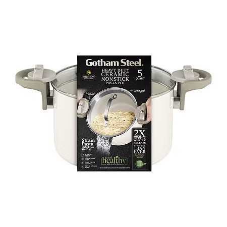 Gotham Steel Ultra 5-qt. Non-Stick Pasta Pot with Strainer and Twist & Lock Handles, One Size, White | JCPenney
