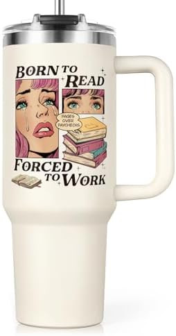 Shqiueos Funny Book Lovers Gifts for Women 40oz Tumbler with Handle and Straw Lid, Christmas Book... | Amazon (US)