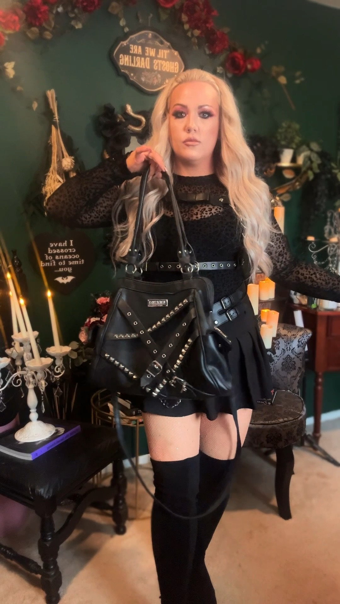 Underworld fit check. Foxblood harness + Disturbia belt + tall boots—tagged + linked right here. 🖤 goth and alt fashion 

#LTKdayinmylife #LTKBeauty