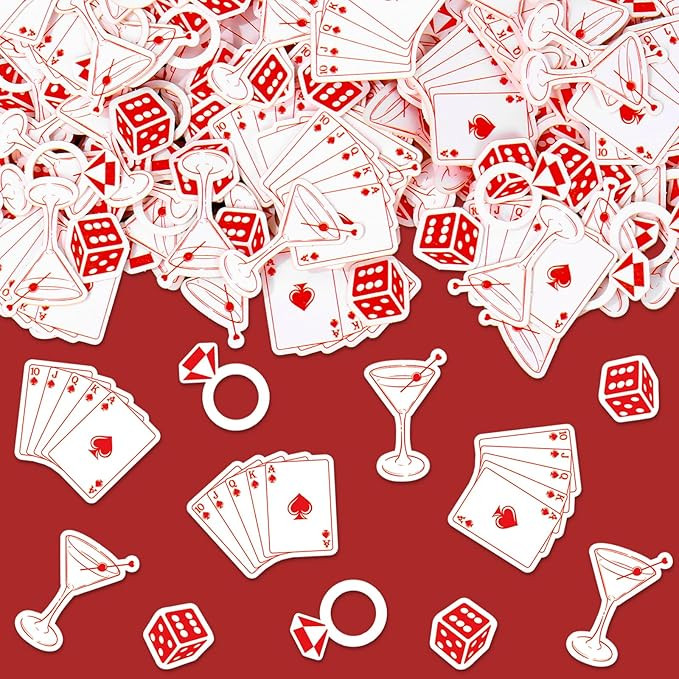 Whaline 300Pcs Lucky in Love Table Confetti Vegas Bachelorette Party Confetti Cocktail Ring Poker... | Amazon (US)