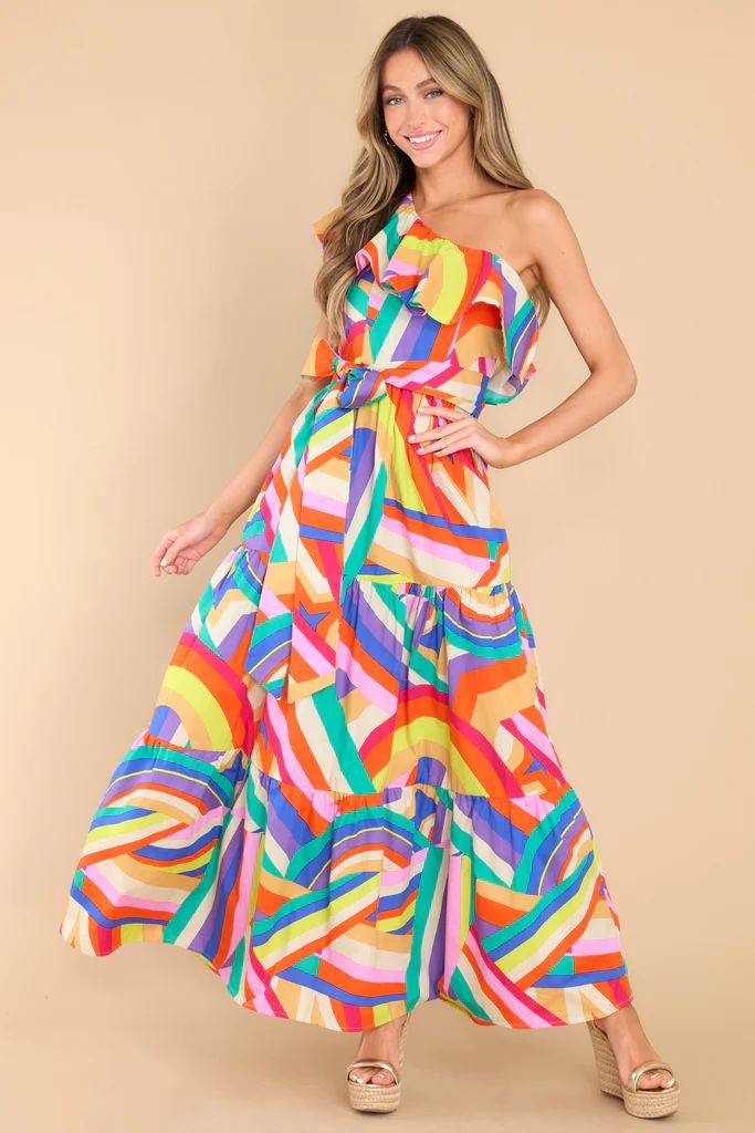 None Can Compare Rainbow Print Maxi Dress | Red Dress 