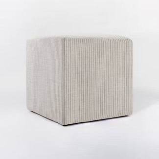 Lynwood Square Upholstered Cube Tan Stripe - Threshold™ designed with Studio McGee | Target