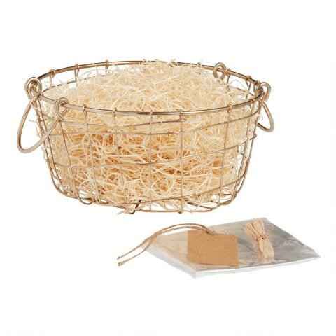 Gold Wire Double Handle Gift Basket Kit | World Market