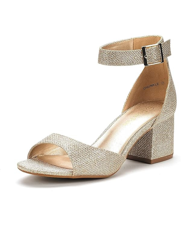 DREAM PAIRS Women's Chunkle Low Heel Pump Sandals | Amazon (US)