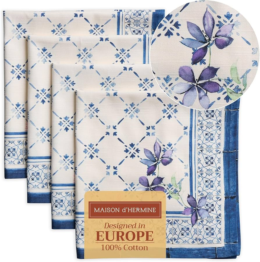 Maison d' Hermine Cloth Napkins Set of 4 100% Cotton Everyday Reusable Square Napkins Cloth Washa... | Amazon (US)