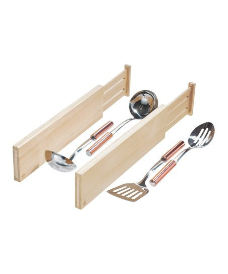 Beige Eco Paulownia Wood Tall Expandable Drawer Divider - Set of Two | Zulily