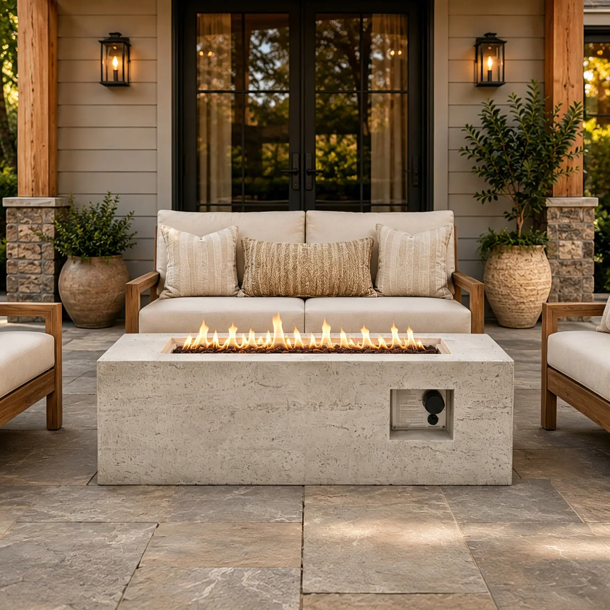 41.9'' Rectangular Propane Fire Pit Table, 40,000 BTU Outdoor Gas Fire Pit With MGO Build, Steel ... | Wayfair North America