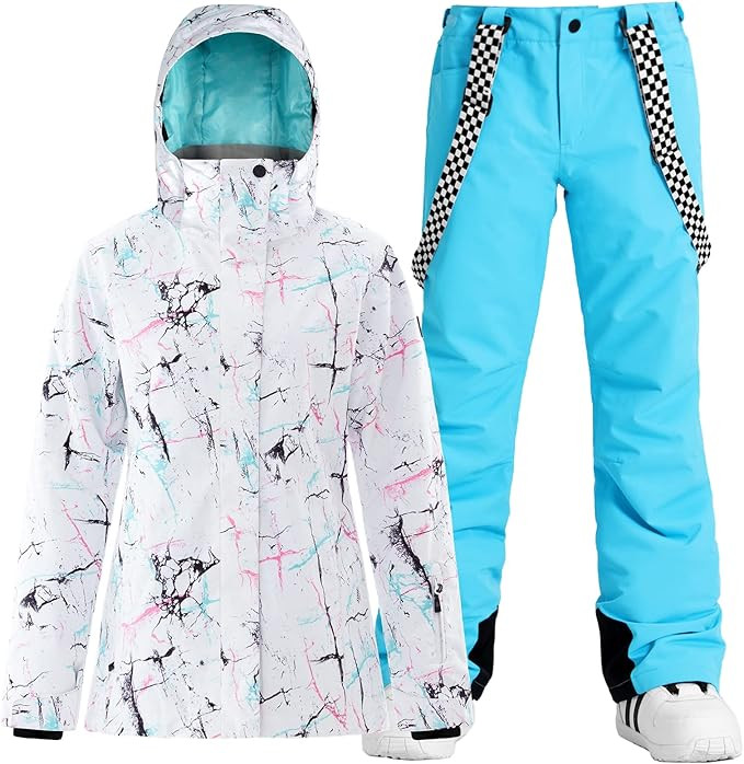 GSOU SNOW Women's Ski Jackets and Pants Set Snowboarding Snowsuit Snow Coat Hooded Waterproof Win... | Amazon (US)