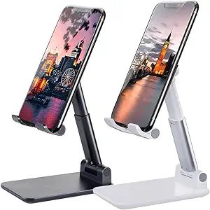 Meetuo 2 Pcs Cell Phone Stand, Adjustable Angle Height Phone Stand for Desk, Fully Foldable/Porta... | Amazon (US)