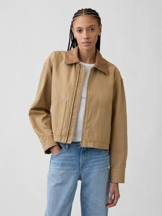 Relaxed Cropped Canvas Barn Jacket | Gap Factory