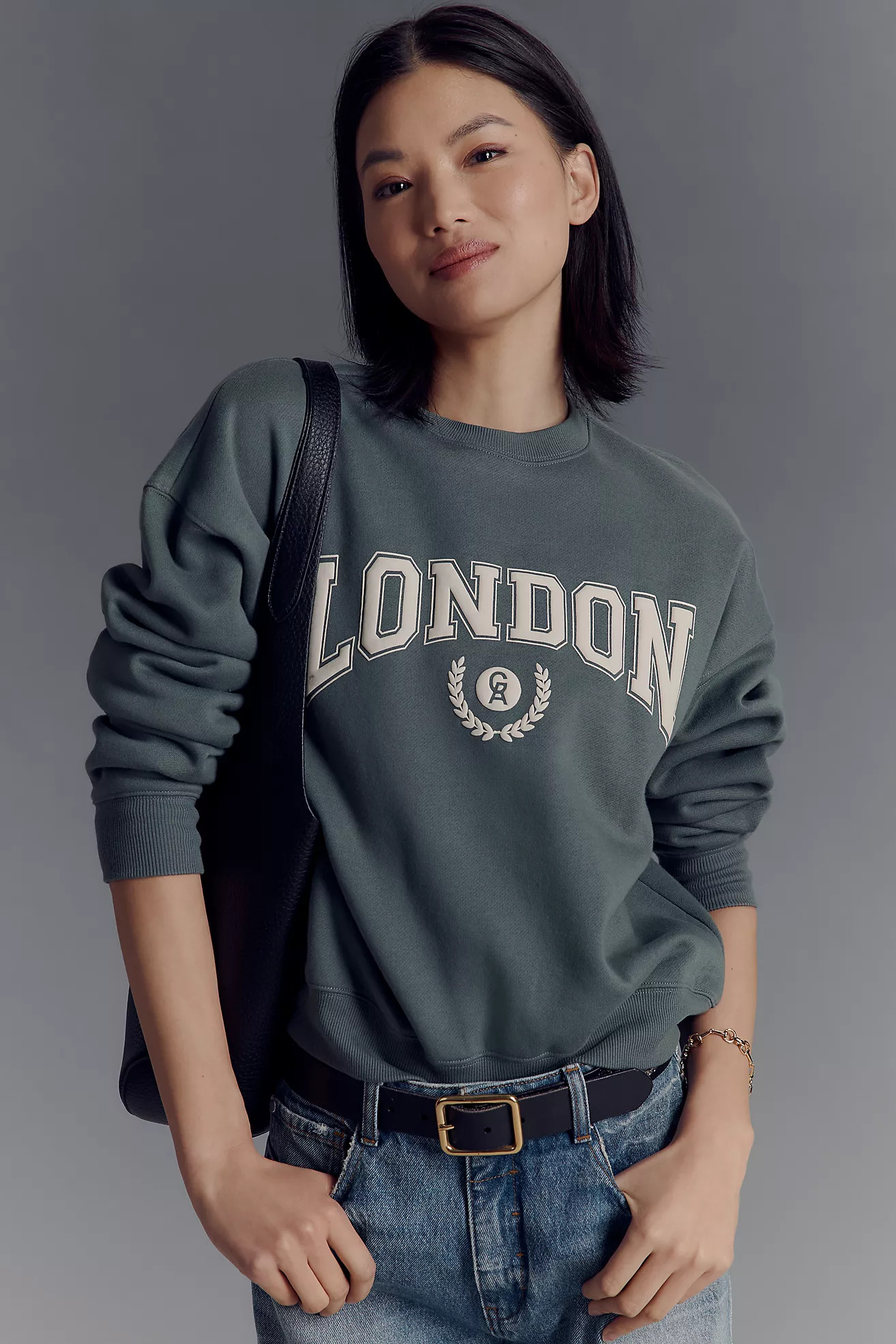 Good American x Anthropologie London Graphic Crew-Neck Sweatshirt | Anthropologie (US)