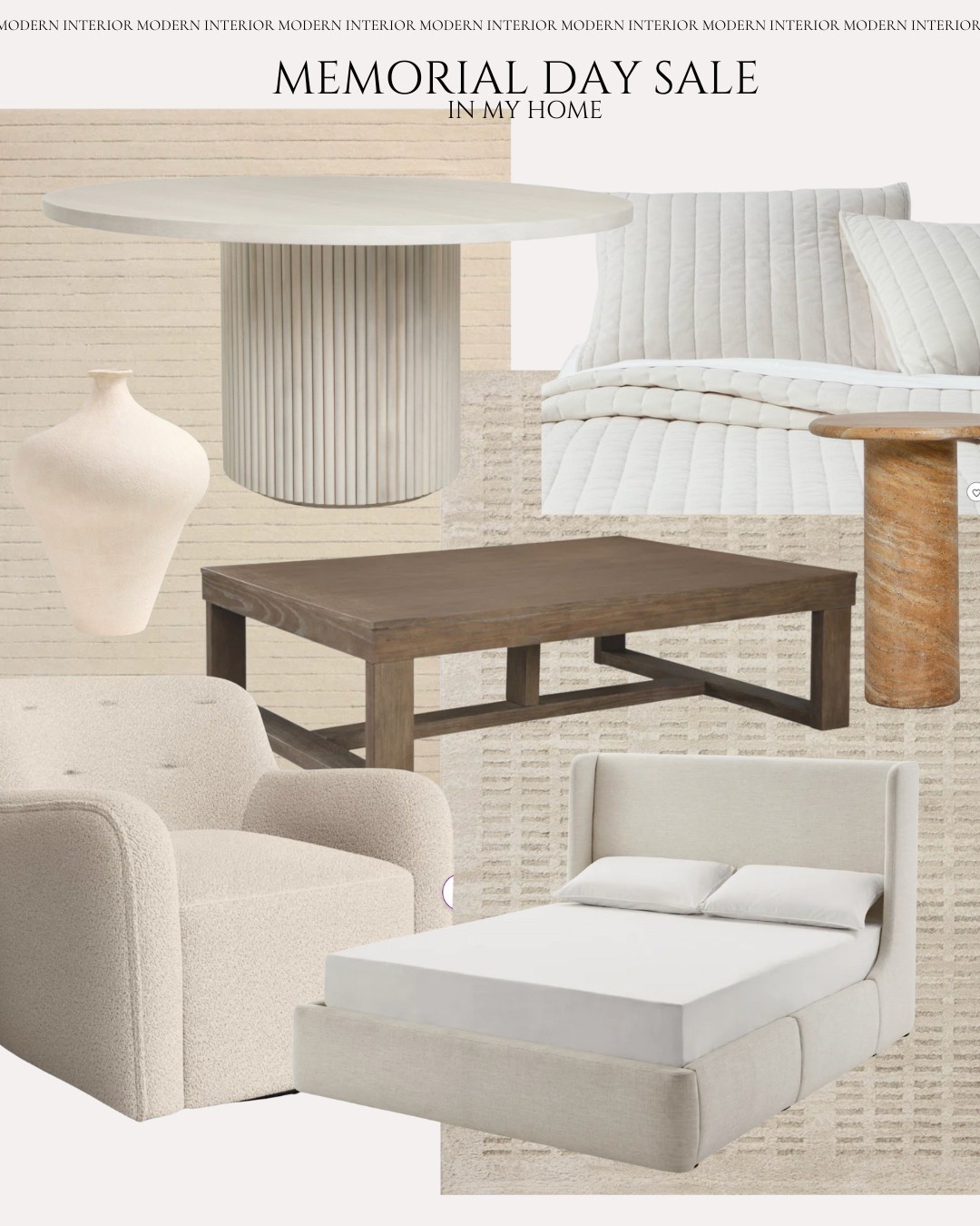 Memorial Day Sale in my home🥰 I own and I love so much! 

Coffee table, linen storage bed, swivel high end look for less chair, Sherpa chair, unique earthy vase, dining table, fluted dining table, neutral rugs, area rugs, velvet quilt, bedding, target bedding, side table, concrete side table neutral home style, neutral decor 

#ltkhome #ltlhomedecor #bedding #rounddiningtable 

#LTKSaleAlert #LTKOver40 #LTKHome