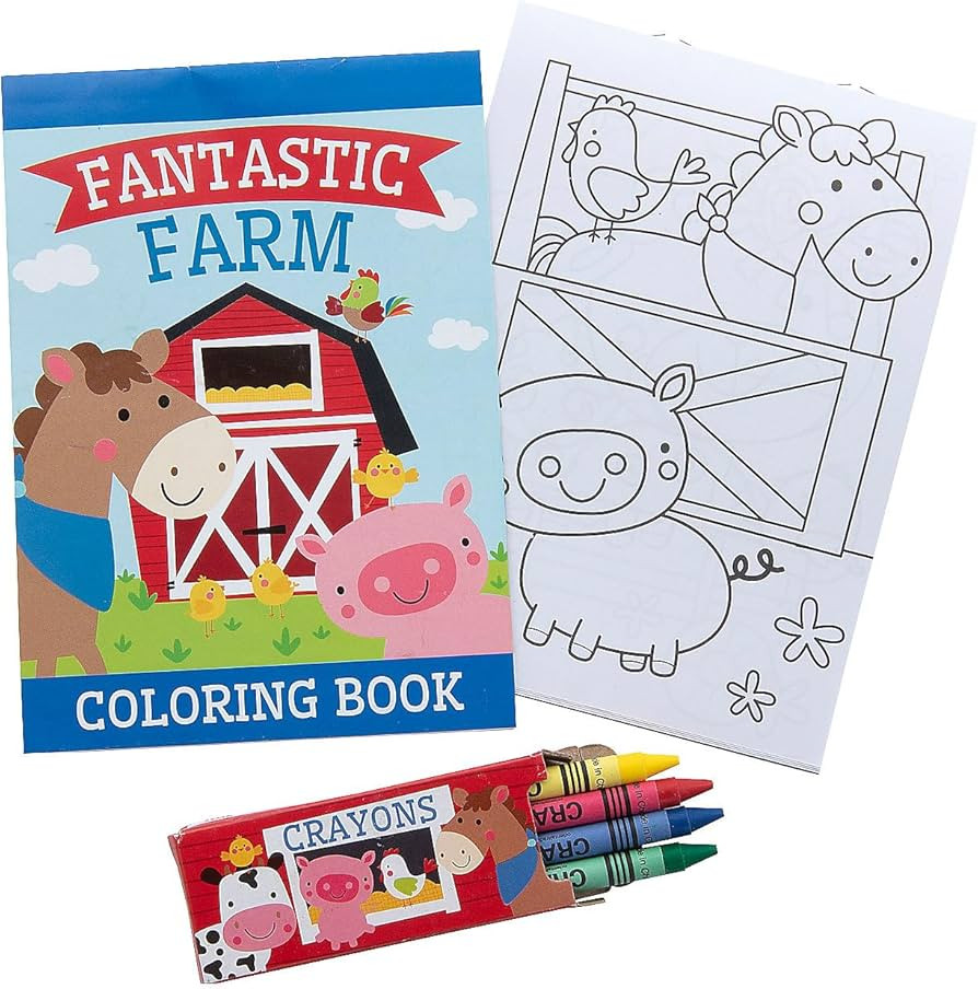 Fun Express FARM COLORING BOOK WITH CRAYONS - Stationery - 12 Sets | Amazon (US)