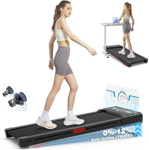 Walking Pad Treadmill with 12% 9-Level Auto Incline, 450 lbs Capacity RGB LED Screen, Bluetooth S... | Amazon (US)