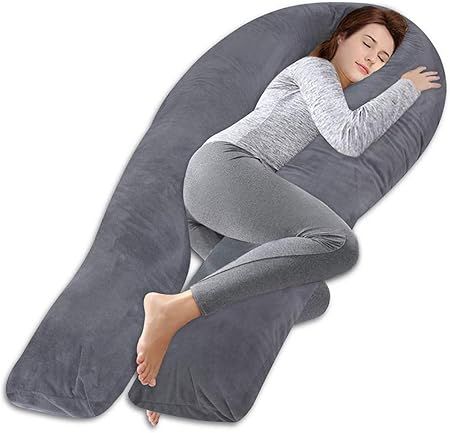 AngQi 65-inch Full Body Support Pillow with Washable Velvet Cover, U Shaped Pregnancy Pillow Mate... | Amazon (US)