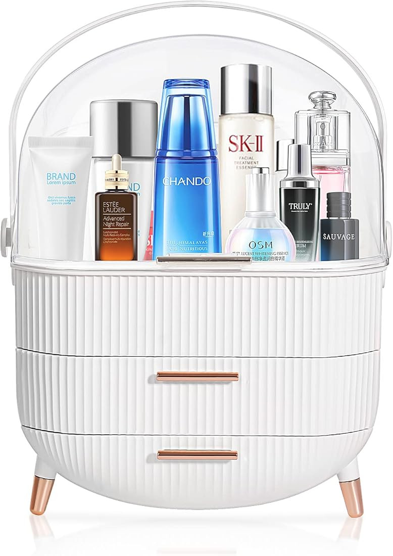 SOMODE Makeup Organizer,Portable Skincare Display case,Large Makeup Box with Clear Lid (WHITE) | Amazon (US)