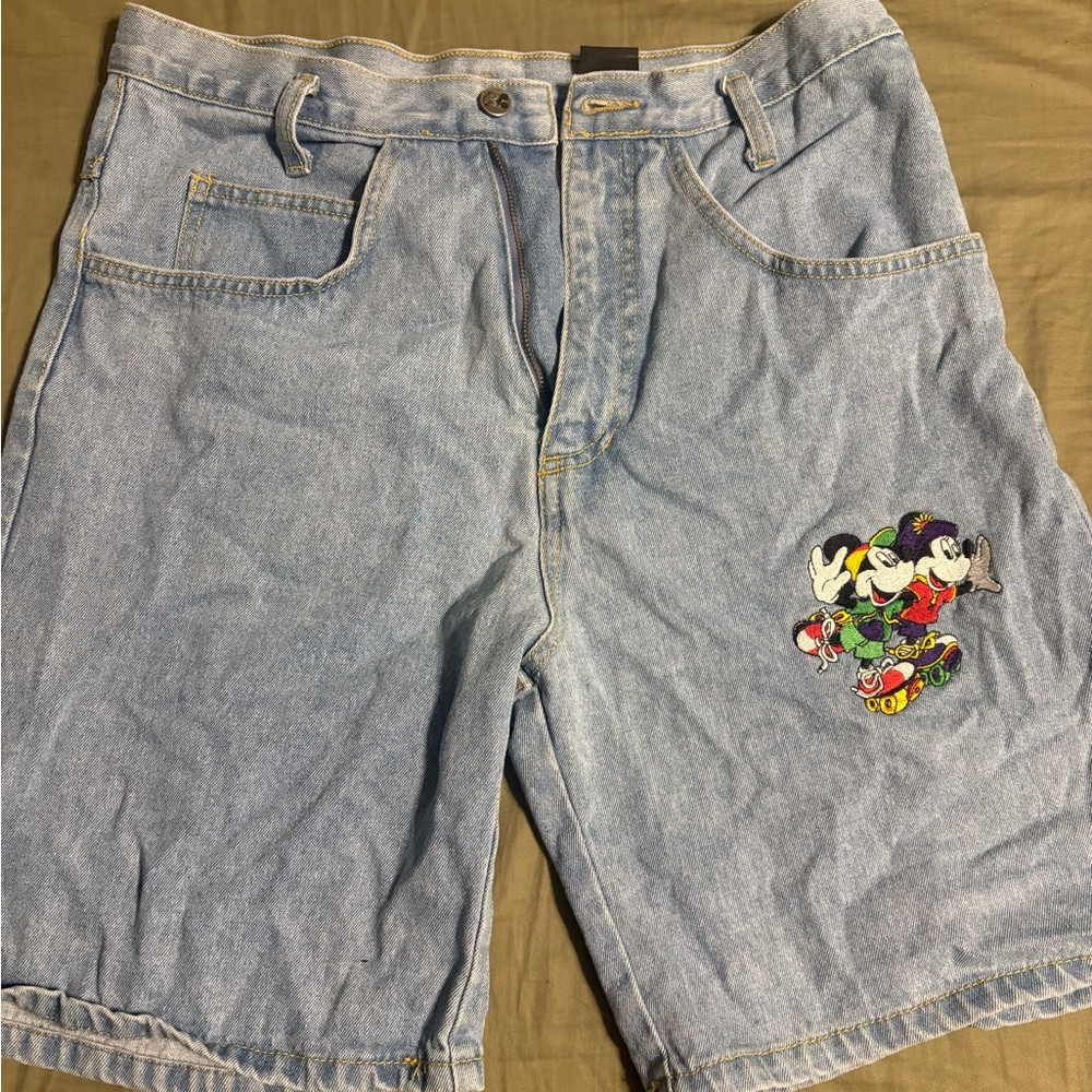 Vintage Disney Mickey and Minnie roller skating Jean shorts | Poshmark