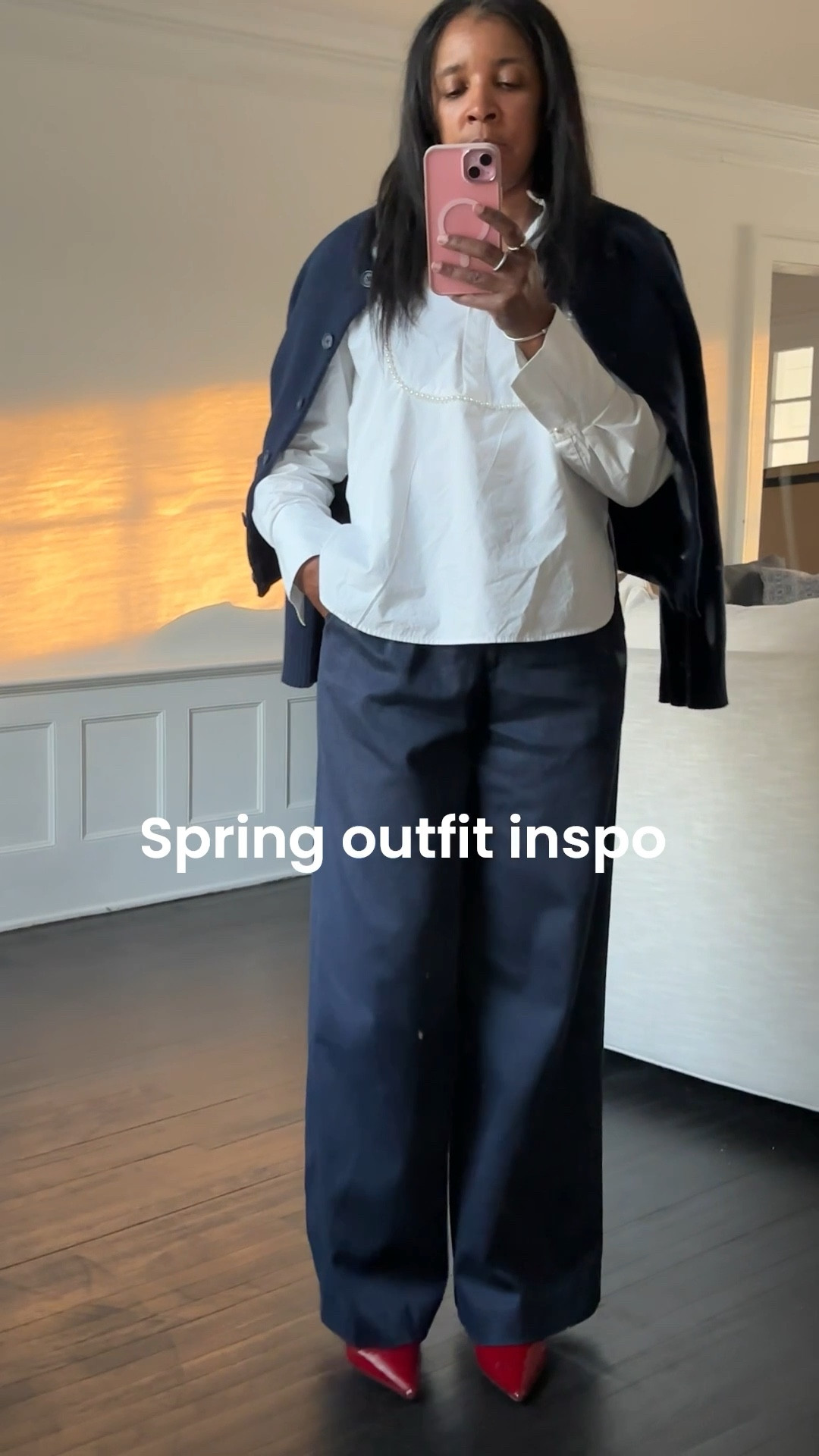 Spring work outfit navy cashmere sweater tuxedo shirt navy blue trousers #style #LTKgrwm #fashion #outfit #workwear #elevated #classic #quince 

#LTKWorkwear #LTKootd #LTKOver40