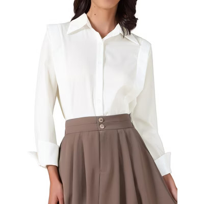 INSPIRE CHIC Women's Long Sleeve Button Down Pointed Collar Casual Chiffon Work Blouses XX-Large White | Target