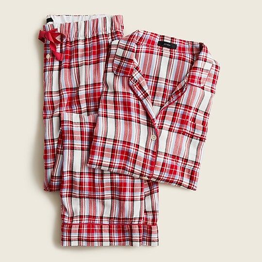 J.Crew: Flannel Long-sleeve Pajama Set In Vintage Plaid For Women | J.Crew US