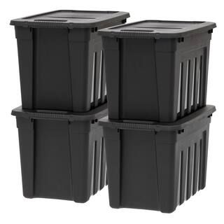 IRIS 20 Gal. Utility Storage Bin in Black (4-Pack) 586942 | The Home Depot