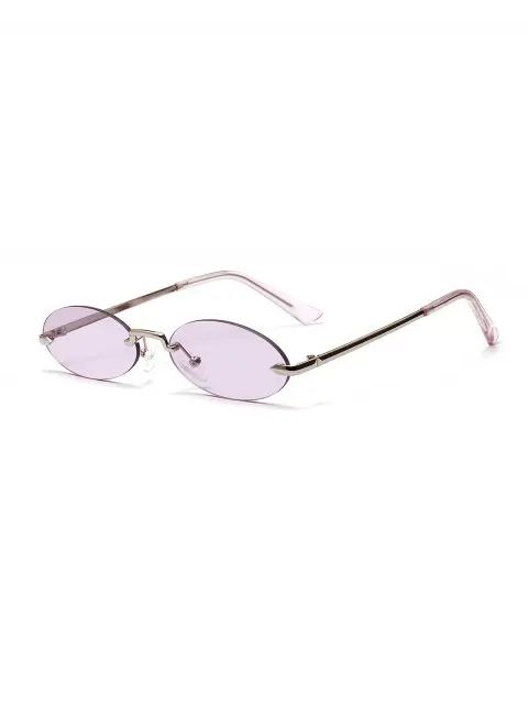 Retro Metal Oval Rimless Sunglasses | ZAFUL (Global)