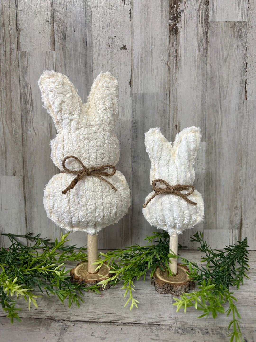 Offwhite Chenille Bunny / Chenille Decor / Easter Mantel Decor/ Farmhouse Easter Decor / Spring D... | Etsy (US)