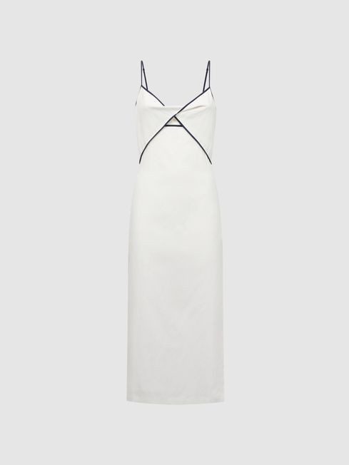Strappy Cotton-Linen Midi Dress | Reiss US