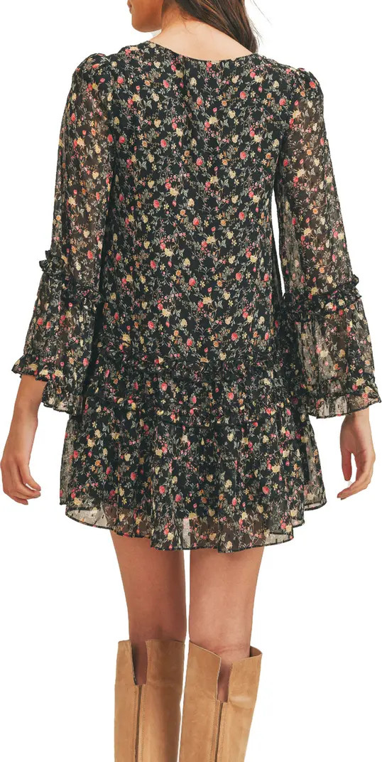 Floral Bell Sleeve Mini Dress | Nordstrom Rack