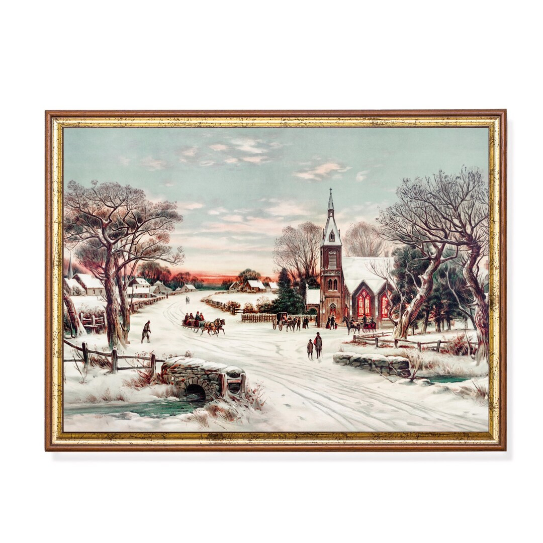 Printed and Shipped | Vintage Winter Landscape | Antique Christmas Scenes | Snowy Landscape | Hol... | Etsy (US)