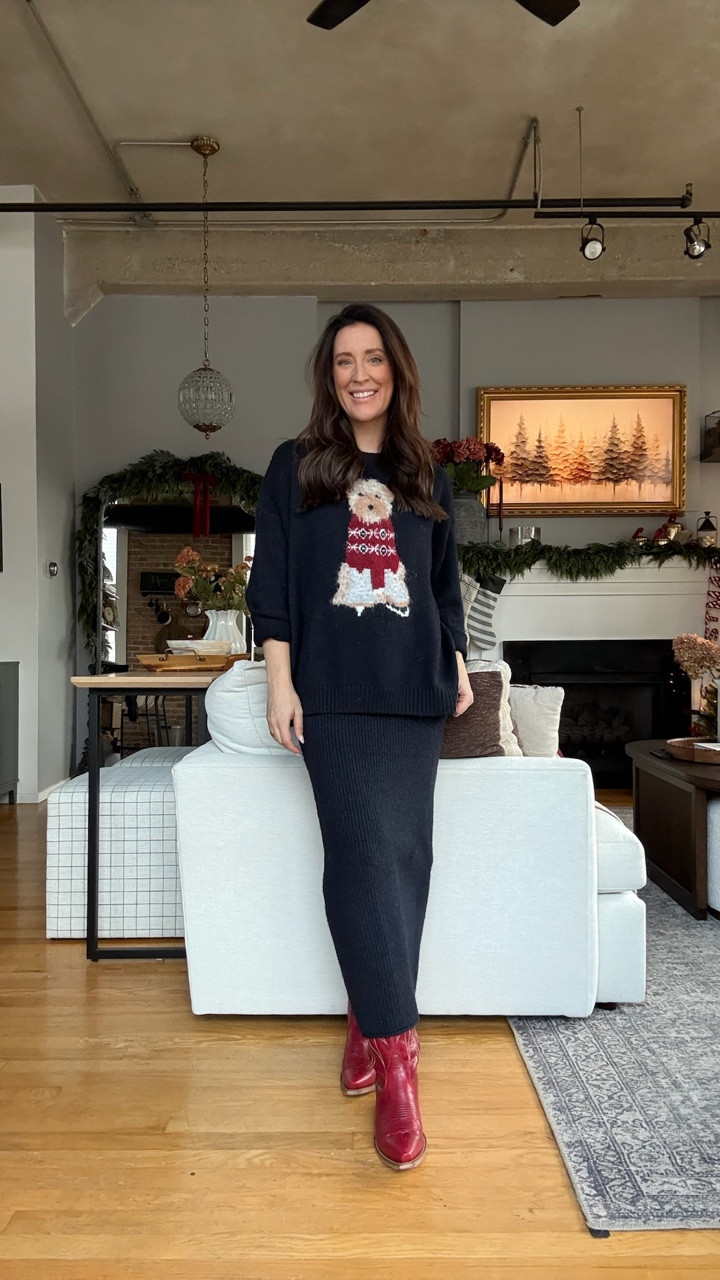 Target bump friendly holiday outfit! This Target sweater is so good and gives Ralph Lauren vibes for less, I sized up to a L

Use code SHELBI10 for 10% off my cowgirl boots (size down .5)

#LTKBump #LTKFindsUnder50 #LTKHoliday