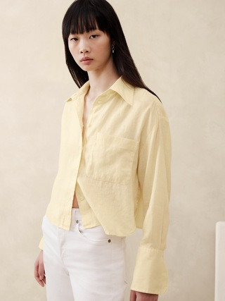 The Boxy Crop Linen Shirt | Banana Republic (US)