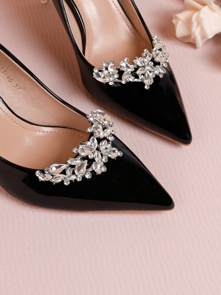 1 Pair Of Princess-Style High-End Bright Diamond Inlaid Metal Electroplated Copper Alloy Versatil... | SHEIN