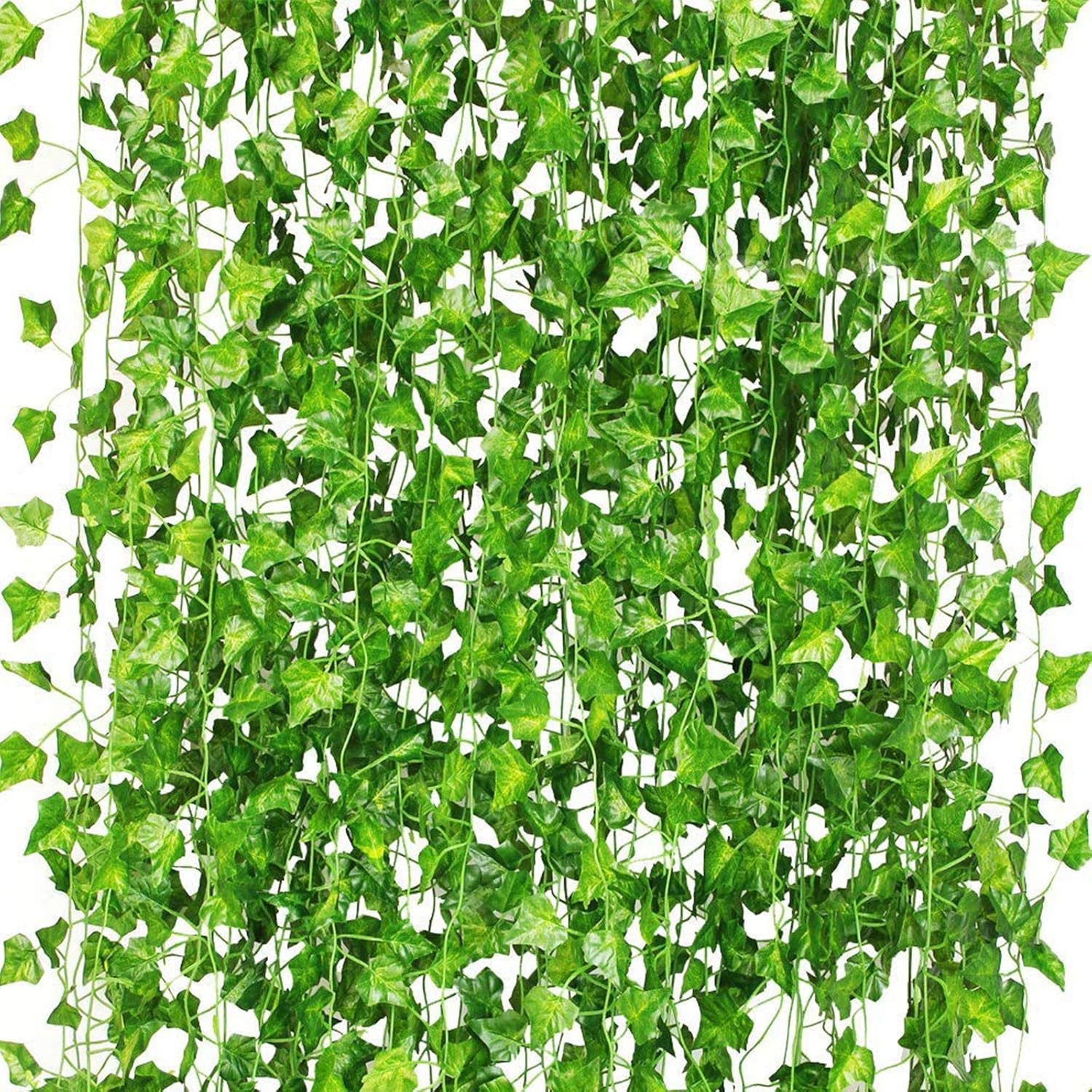 12 Pack 84Ft Artificial Ivy Garland, Fake Vines UV Resistant Greenery Leaves Fake Plants Hanging Aesthetic Vines for Home Bedroom Party Garden Wall Room Decor | Amazon (US)