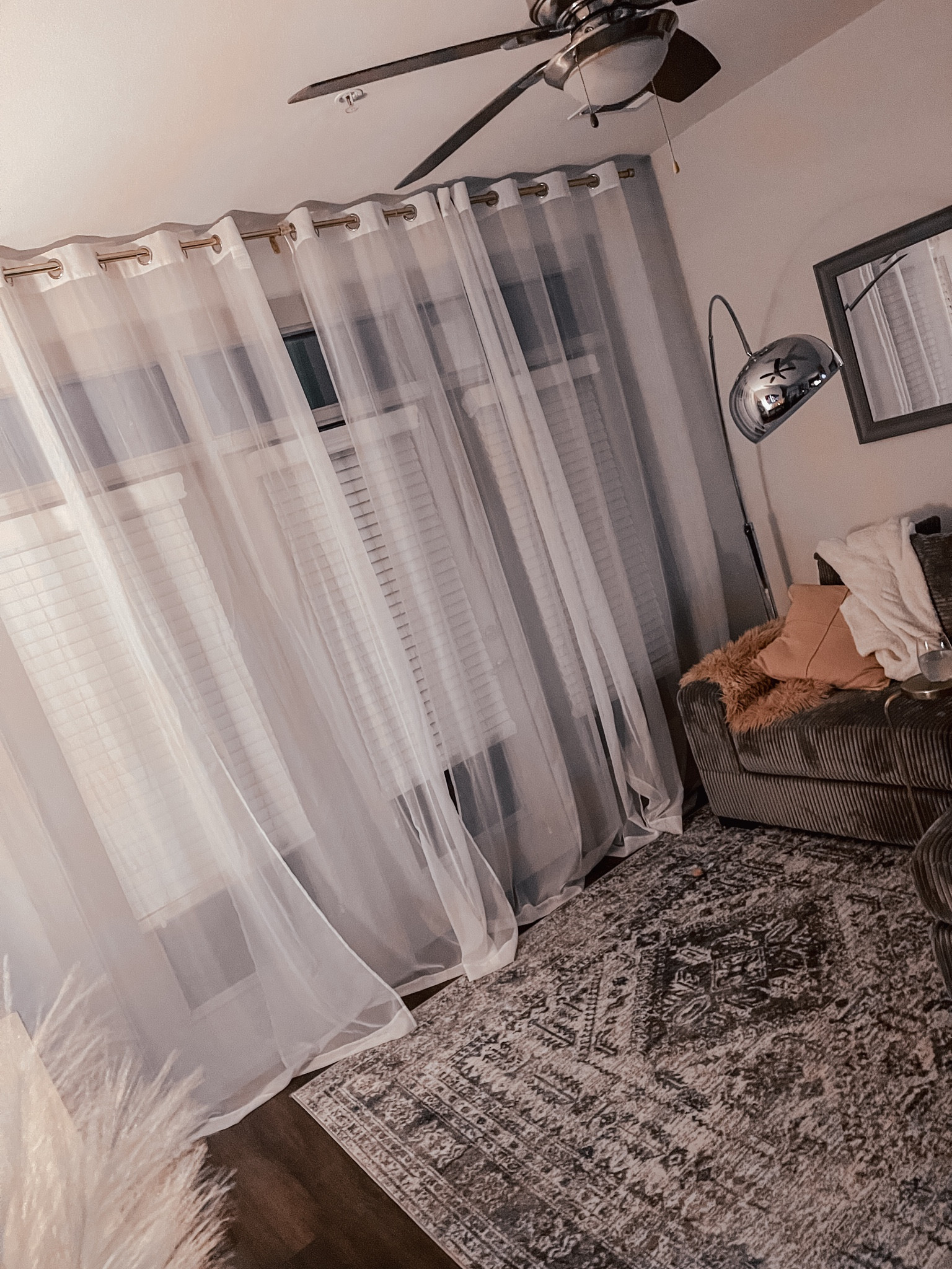 Loving the look of these ceiling to floor sheer curtains in my new AZ home 🏡. My place is a mix of metals (silver and gold) with grey, white, and pops of pink! 

I did 4 panels across with 108” panels (in color white). The curtain rods extends 120-144 so I set it about 5-6” outside the frame on either side! 

#LTKhome #LTKstyletip