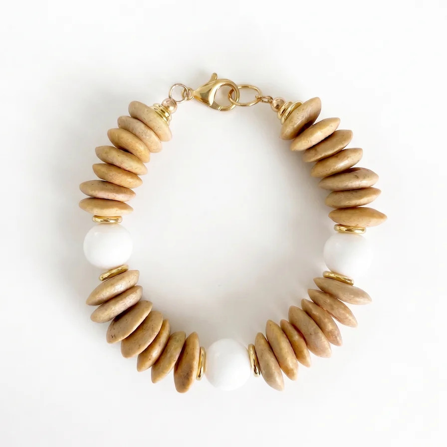 Beige Jumbo Color Block Bracelet | Katie Dean Jewelry