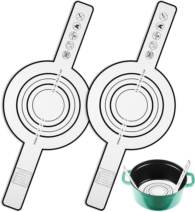 2 Pieces Silicone Baking Mat for Dutch Oven Bread Baking Non-stick Baking Mat with Long Handle 8.... | Amazon (US)