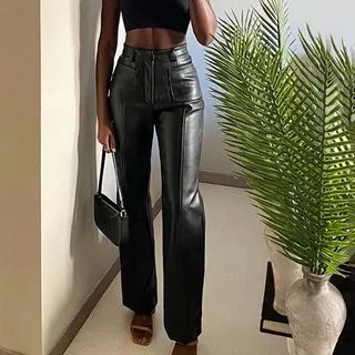 FYDO - Pantalon en faux cuir à coupe droite | YesStyle | YesStyle Global