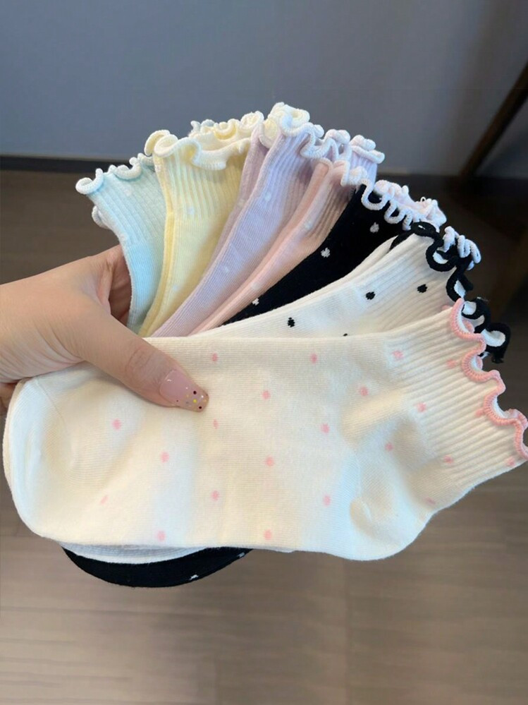 Polka dot ruffle socks | SHEIN