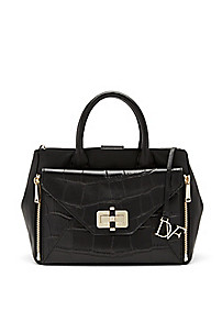 DVF Secret Agent Leather and Croc Tote | DVF