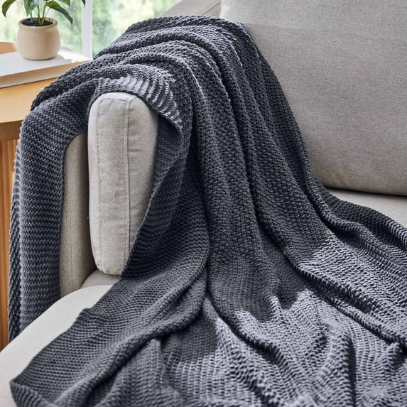 Better Homes and Gardens, Chunky Knit Charcoal Throw, Cotton-Blend, 50"x60", 2.3 lb, All Ages | Walmart (US)